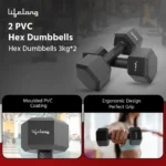 Lifelong Hex Dumbbells (3kg) - Image 5