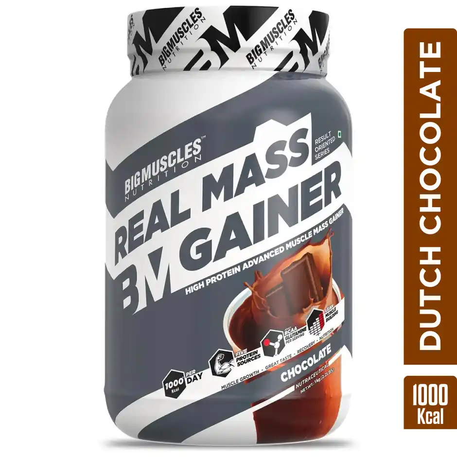 9 Big Muscles Nutrition Real Mass Gainer | Dutch Chocolate - Image 1